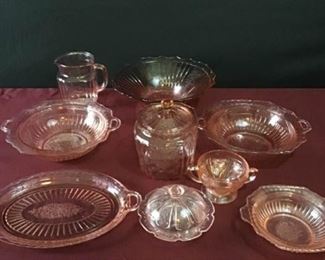 Rose Colored Depression Glassware