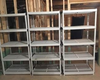Set of Three Plastic and PVC Shelving Units