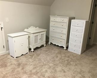 Three Pieces of White Wicker Furniture by Lexington