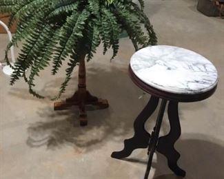 Wooden and Marble Plant Stands