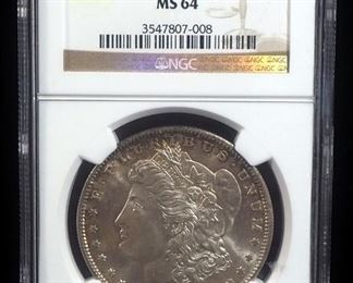 1880 S Morgan Silver Dollar, MS 64, Slabbed By NGC