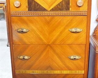 Art Deco Chest Of Drawers (58" High x 32" Wide x 18" Deep) And Matching Vanity (28"High x 46" Wide x 18" Deep, Without Mirror)