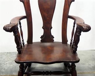 Rocking Chair With Carved Wood Arms And Back Rest