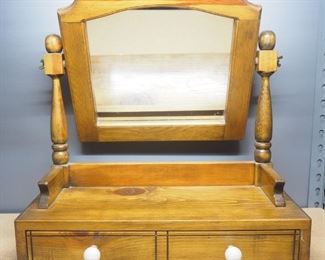 Tabletop Vanity With Single Drawer And Articulating Mirror, 21.5" High x 20.5" Wide x 9.5" Deep