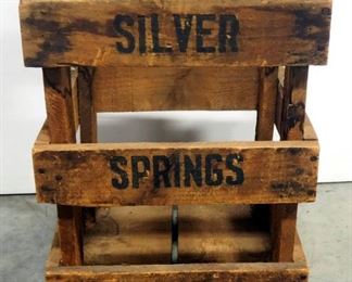 Crate Labeled "Silver Springs Pure Water" 15.5" High x 12" Wide x 12" Deep