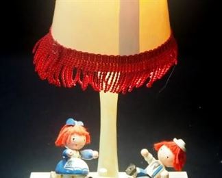 Raggedy Ann And Andy Room Decor And Dolls, Includes 18" High Stuffed Dolls, Table Lamps (2, Both Power On), Wall Hangings And More