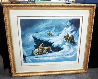 Lithograph Of "Landlords" By Americo Makk, Numbered 197/275, Framed, Matted, Under Glass, 44" Wide x 39" High