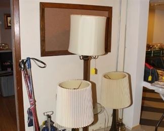 lamps, ski boots with poles