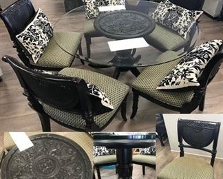 Black & Glass 6 PC Dining Set