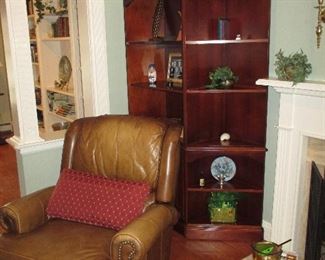 Bradington Young Leather Tufted Recliners (two) ~ Beautiful Corner Wall Unit Shelving

