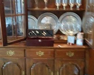 breakfront $250 with bar ware $2 each and pewter
