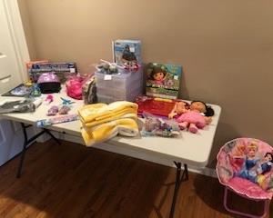 Art supplies and Dora toys