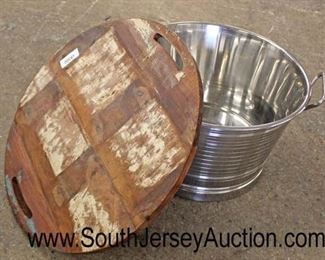  Galvanized Patio Party Ice Bucket with Wood Top Table

Auction Estimate $50-$100 – Located Glassware 