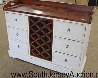  Distressed White 6 Drawer Buffet with Natural Top and Wine Holder

Auction Estimate $200-$400 – Located Inside 