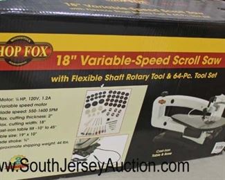  “Shop Fox” 18” Variable Speed Scroll Saw with Flexible Shaft Rotary Tool and 64 Piece Tool Set with LED Light and Cast Iron Table Base

Auction Estimate $50-$100 – Located Inside 