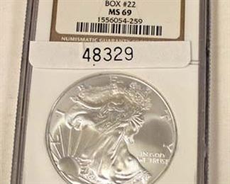  2006 Silver Eagle Dollar Graded MS69

Auction Estimate $30-$60 – Located Glassware 