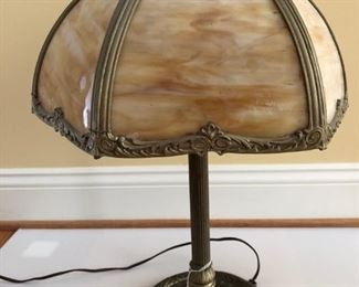 Market EM & Co. Slag Glass Vintage Lamp Circa 1920's 