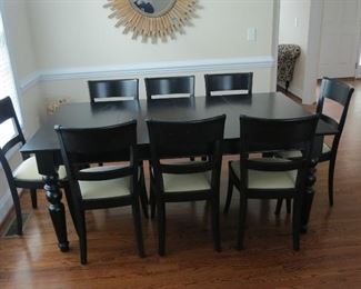 POTTERY BARN DINING TABLE AND 8 CHAIRS.