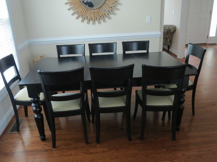 POTTERY BARN DINING TABLE AND 8 CHAIRS.