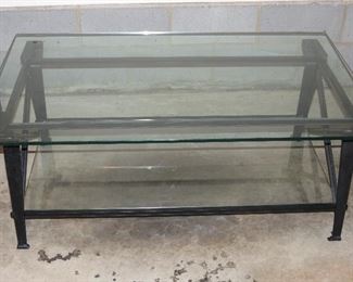 2 TIER GLASS COFFEE TABLE.