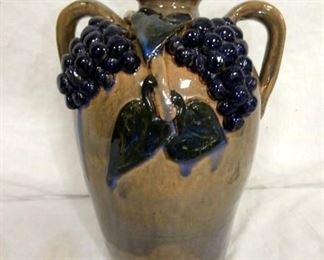 13IN VERNON FREEMAN POTTERY W/ APPLIED GRAPES 