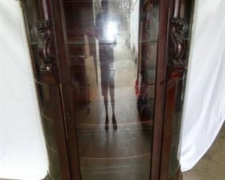 TRIPLE CURVED OAK CHINA CLOSET 