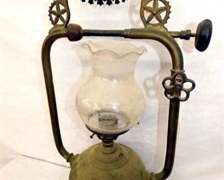 VIEW 2 CLOSEUP HANGING GAS PARLOR LAMP 
