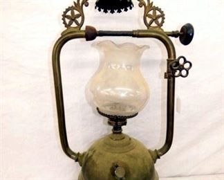 EARLY 26IN HANGING GAS PARLOR LAMP 