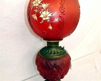 VIEW 2 RED SATIN W/ HANDPAINTED FLOWERS 