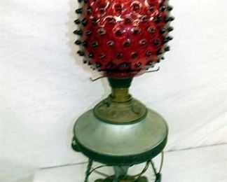 VIEW 2 CLOSEUP CRANBERRY SHADE PARLOR LAMP 