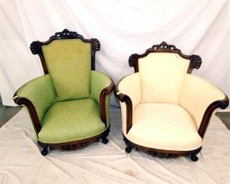 2 MATCHING WALNUT VICT. PARLOR CHAIRS 