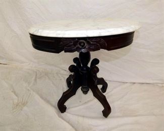 VIEW 2 CLOSEUP WALNUT MARBLE TOP TABLE 