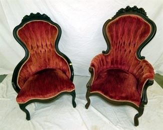 MATCHING WALNUT 2PC. PARLOR CHAIRS 