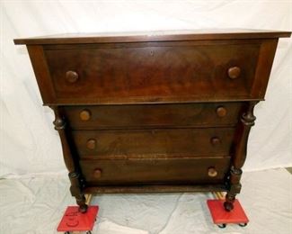 LATE 1800'S WALNUT 4 DRAWER CHEST 