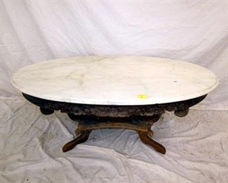 WALNUT MARBLE TOP COFFEE TABLE 