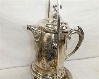 VICT. SILVERPLATE CHOC. POT W/ CRADDLE 