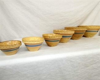 SET OF 6 YELLOW WARE BOWLS 