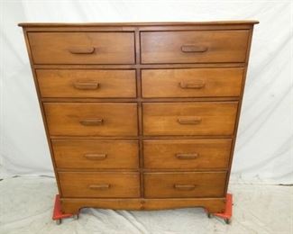 UNUSUAL 10 DRAWER 1940'S MAH. CHEST 