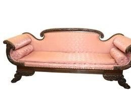 Empire rolled arm claw foot sofa