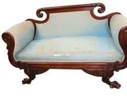 Empire claw foot rolled arm settee