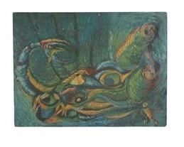 Alfredo Zalce abstract oil painting on board