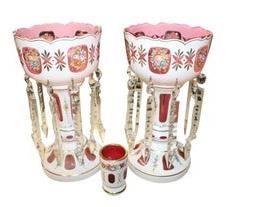 Pair of cased and cutback glass lusters. 