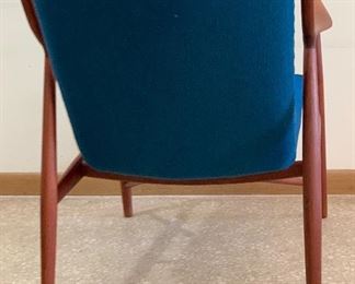 Finn Juhl NV45 Niels Vodder Danish Modern Chair #2 Blue Vintage ORIGINAL 33x27x27in HxWxD
