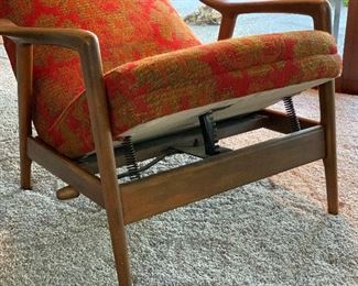 Mid-Century Modern Folke Ohlsson Reclining Lounge Chair w/ Ottoman 40x30x30in HxWxD