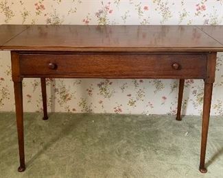 Walnut Dressing Table with Single Full Length Drawer and Overhanging drop leaf 29x58x20 HxWxD