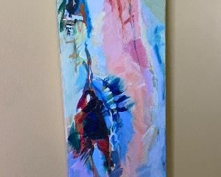 *Original* Karin Crow Painting on Board 21x6in