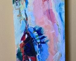 *Original* Karin Crow Painting on Board 21x6in
