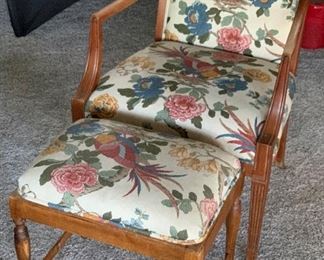 Pheasant Pattern Chair with/ Ottoman	34x24x24in	HxWxD
