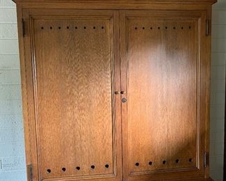 Large Antique Locking Wall Cabinet	83x49x14.5in	HxWxD
