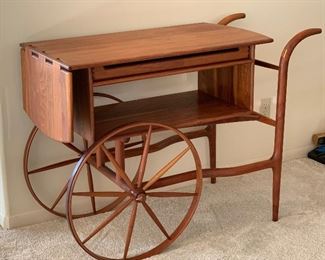 Danish Modern Teak Bar Cart Tea Trolley 32.5x21x43x25in HxWxD